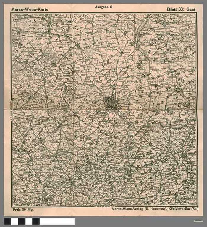 Marsa- Wona- Karte vom Westlichen Kriegsschauplatz - Blatt 33 - Gent