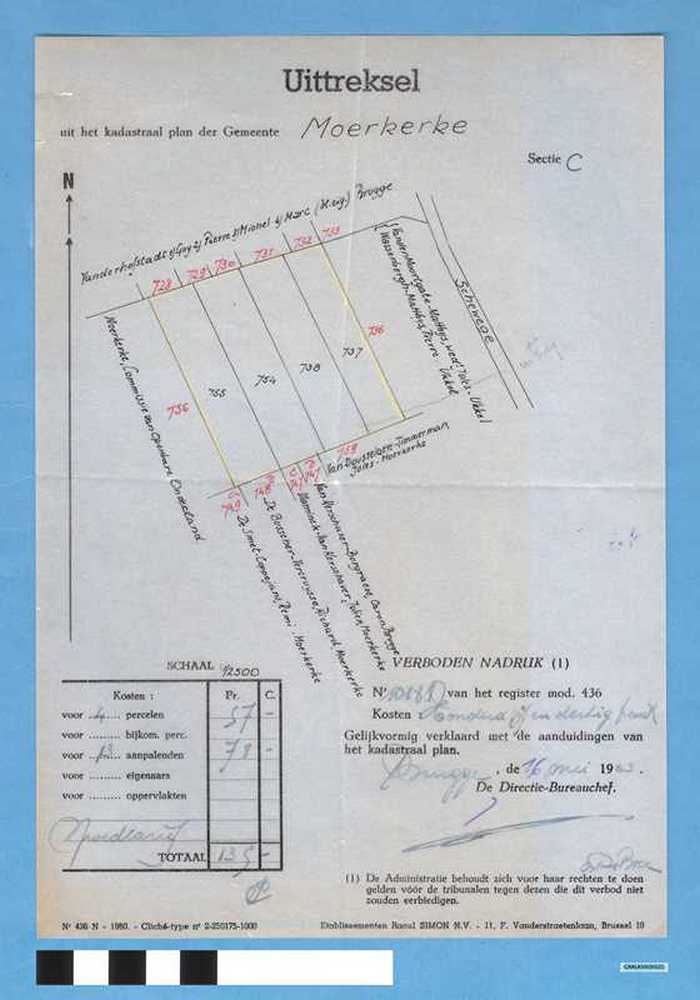 Uittreksel uit het kadastraal plan van de Gemeente Moerkerke - Sectie C nr 10181