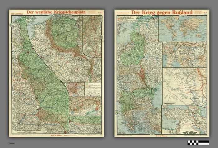 Paasche's Frontenkarte: Der westliche Kriegsschauplatz - Der Krieg gegen Russland - Nr 18