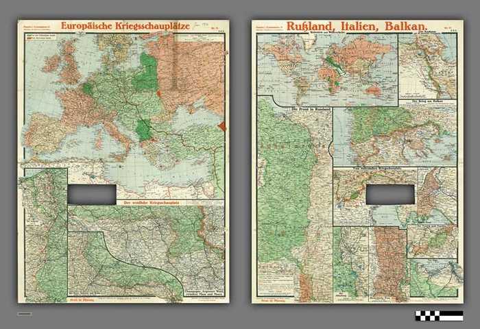 Paasche's Frontenkarte: Europäische Krieggschauplätze - Russland, Italien, Balkan - Nr 11