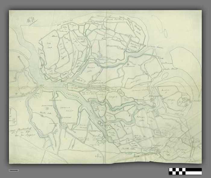 Kaart van de polders tussen Sluis en Ysendijcke in 1671