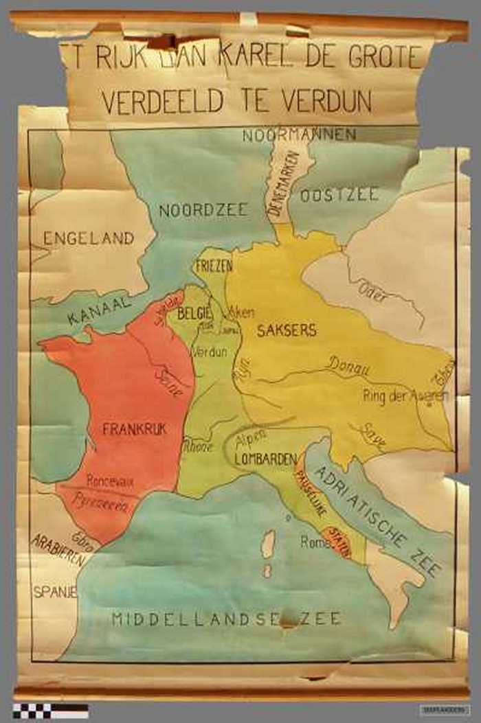 Het rijk van Karel de Grote verdeeld te Verdun.