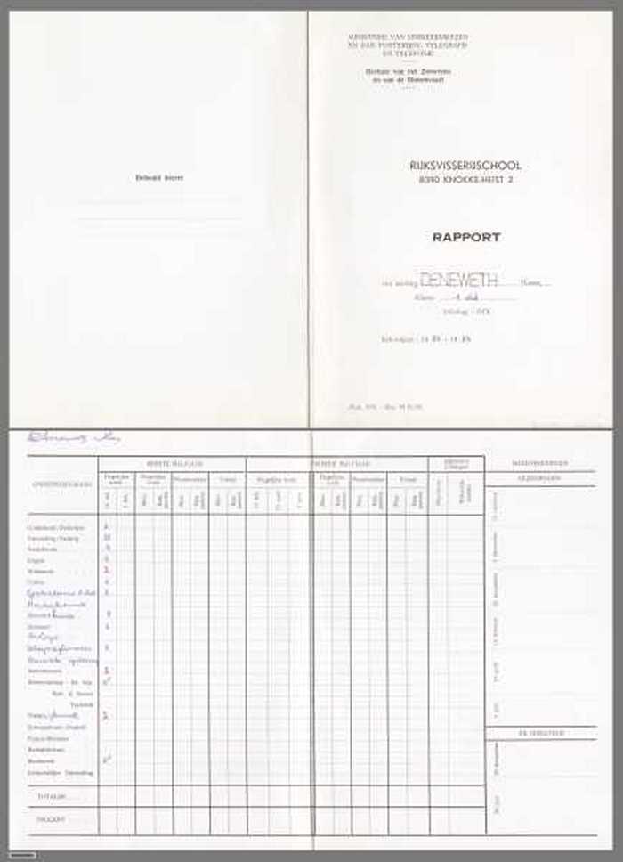 RAPPORT van Deneweth Koen, Rijksvisserijschool Heist, 1983-1984