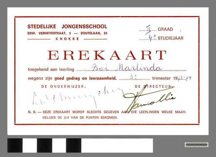 Stedelijke Jongensschool Erekaart.