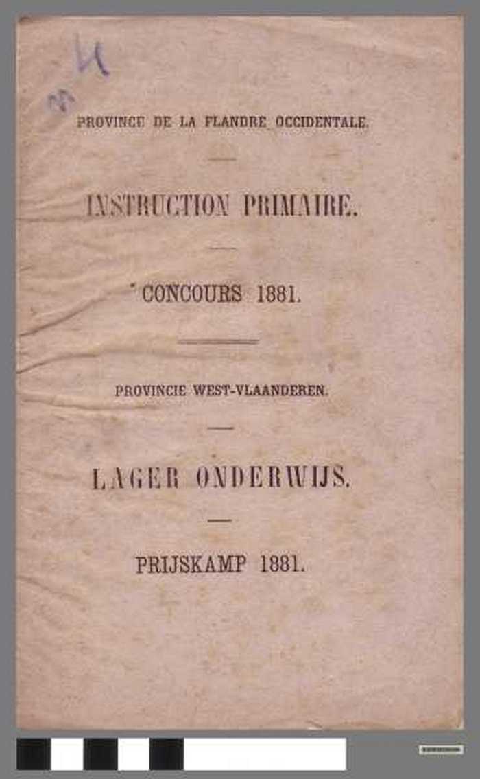 Provincie West-Vlaanderen - Lager onderwijs - prijskamp 1881