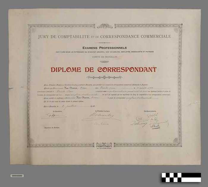 Diplome de correspondant - VAN STEENE Oscar