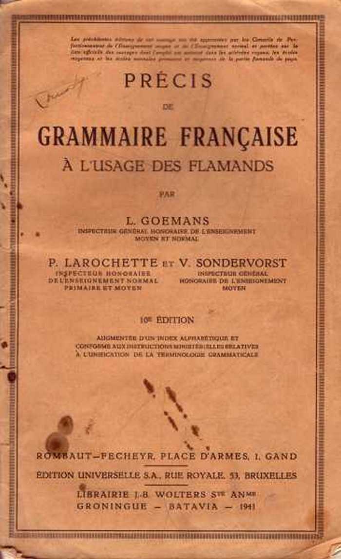 Précis de Grammaire Française à l Usage des Flamands