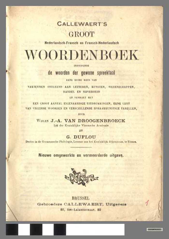 Nederlandsch-Fransch en Fransch-Nederlandsch woordenboek