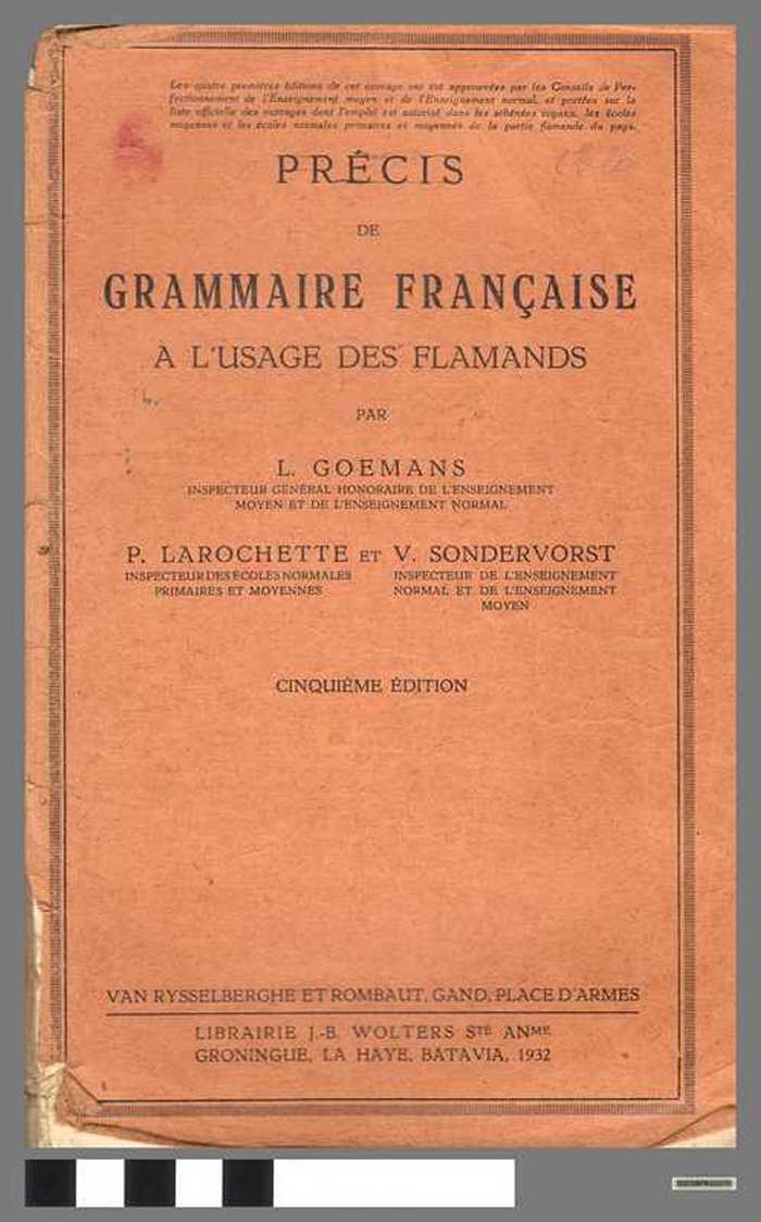 Précis de grammaire française à l'usage des Flamands