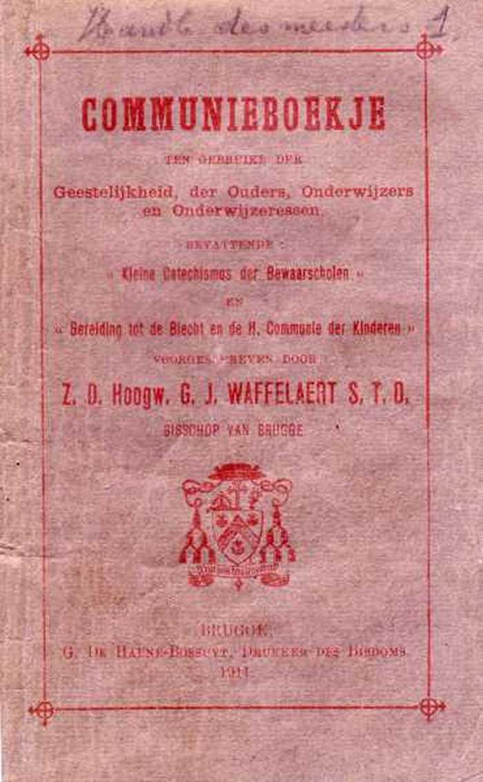 Boek: Communieboekje bevattende Kleine Catechismus der Bewaarscholen en Bereiding tot de biecht en de H. Communie der Kinderen