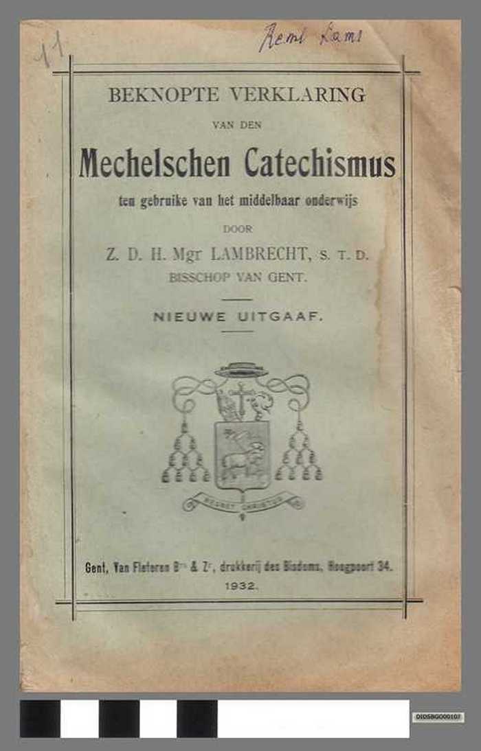 Beknopte verklaring van den Mechelsen Catechismus.