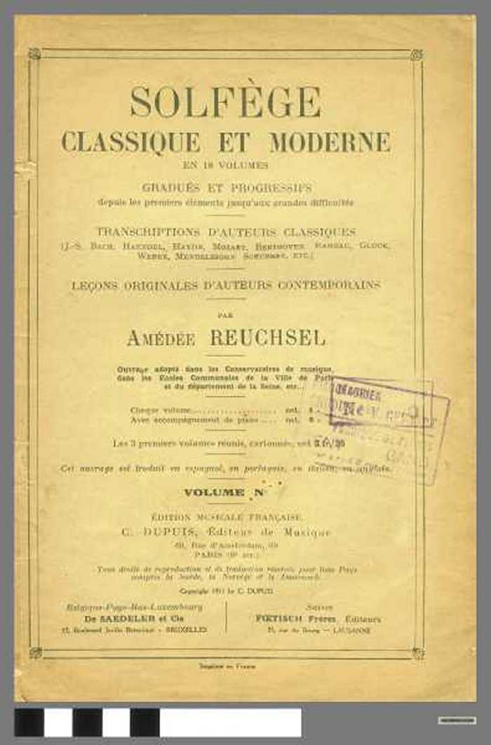 Solfège classique et moderne. Volume n° 1