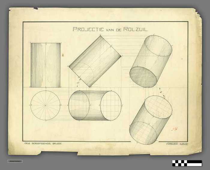 Technische tekening: Projectie van de rolzuil