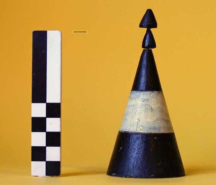 Miniatuur van boei, kardinaal stelsel, werd gebruikt onder Belgische-, Nederlandse- en Duitse kust.