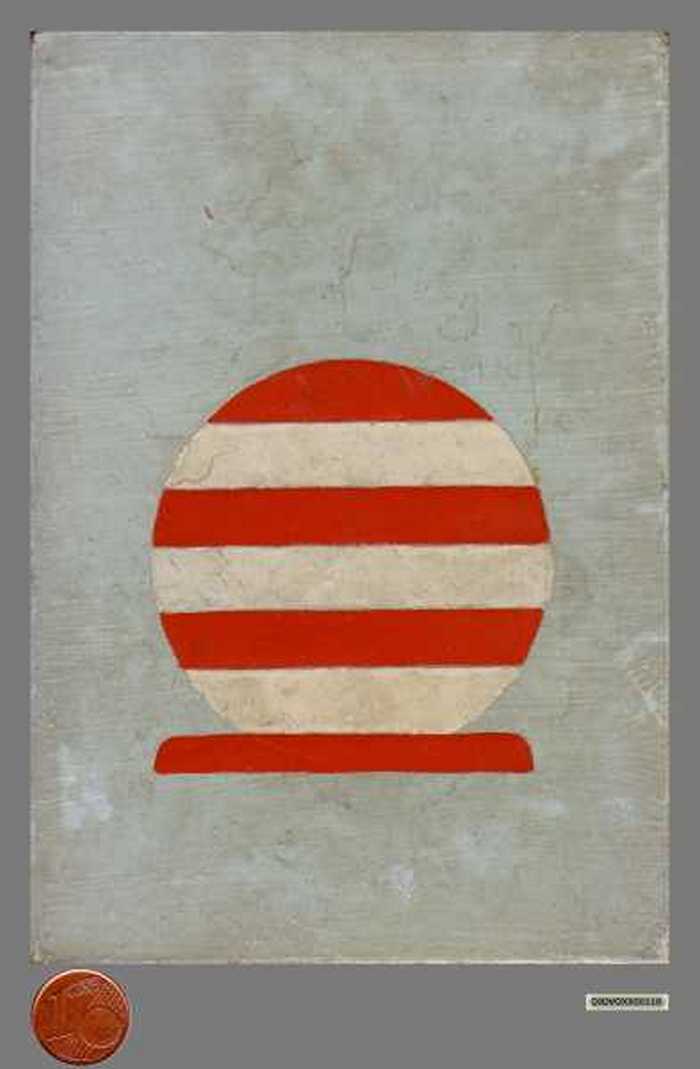 Plaatje van bolvormige boei, lateraal stelsel, die werd gebruikt onder de Nederlandse kust en Groot-Brittannië.