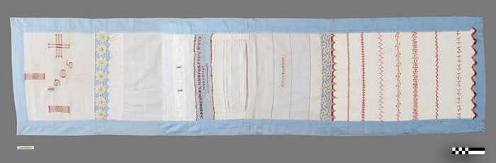 Voorbeelden naaiwerk - Patchwork op blauw doek