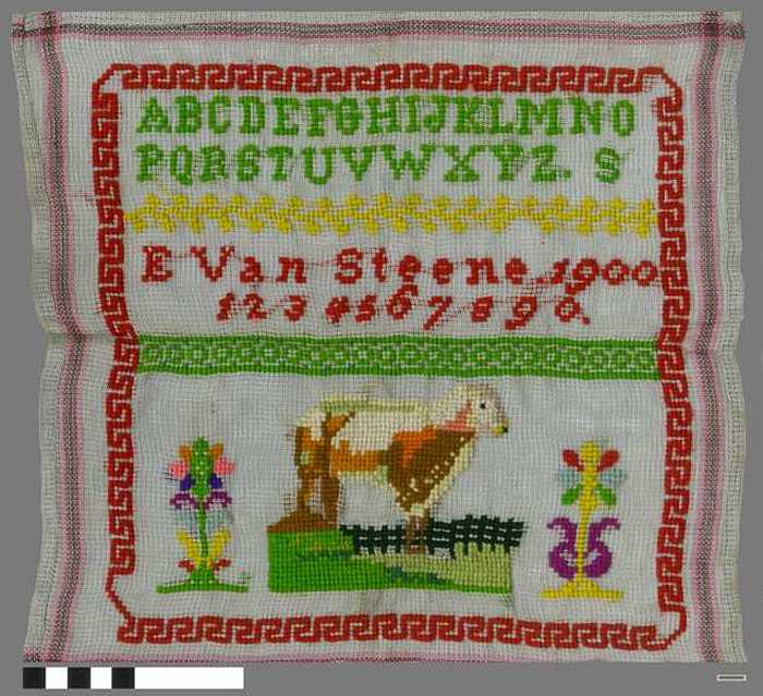 Voorbeelden naaiwerk - Alfabet en koe