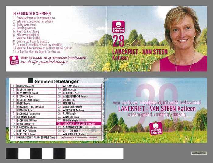 Verkiezingsdrukwerk: Lanckriet-Van Steen Katleen - Gemeentebelangen