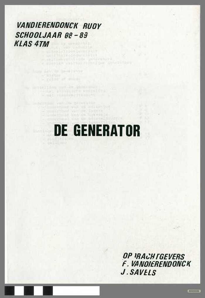 Kwalificatieproef: De generator van Vandierendonck Rudy - Schooljaar 1988-1989