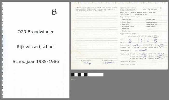 Verslagen opleidingsschip O.29 Broodwinner - Rijksvisserijschool - Schooljaar 1985-1986 - Deel B