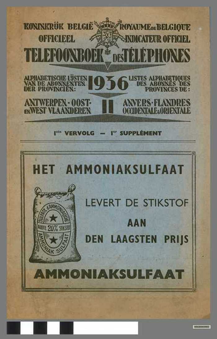Koninkrijk België - Officieel telefoonboek 1936 - 1e vervolg
