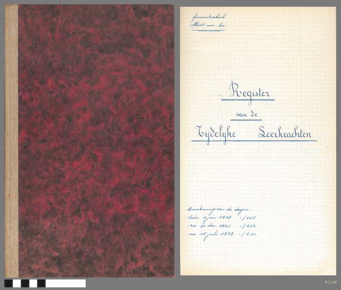 Register van de Tijdelijke Leerkrachten - Gemeenteschool Heist-aan-zee - voor 1 aug. 1946