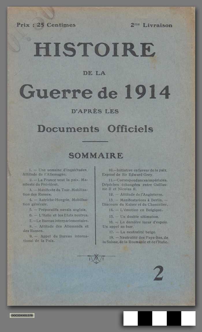 Histoire de la Guerre de 1914 d'après les Documents Officiels - 2me Livraison