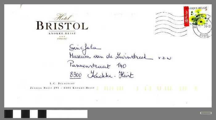 Envelop van brief vanuit Hotel Bristol naar Sincfala