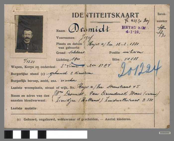 Identiteitskaart Jozef de Smidt
