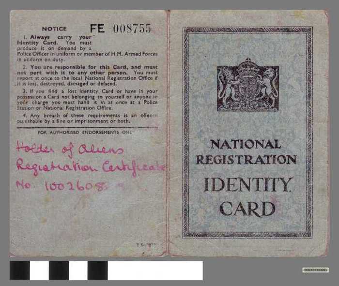 Identiteitskaart National Registration van E. Vantorre