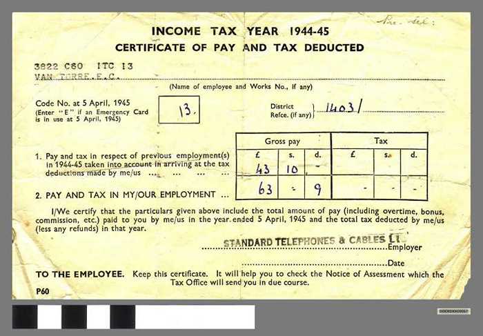 Income Tax Year 1944-1945 van E. Vantorre