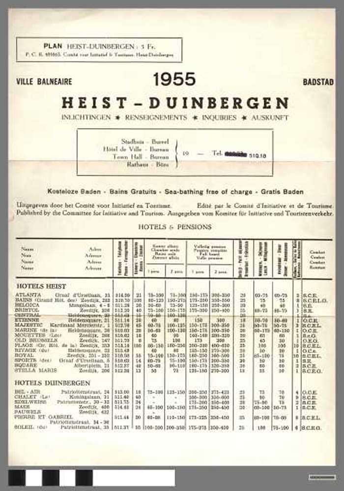 Badstad Heist-Duinbergen 1955 Inlichtingen.