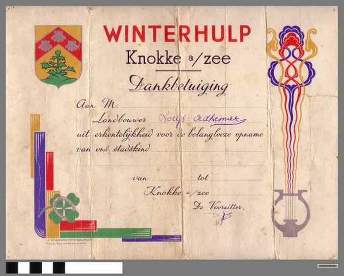 Winterhulp Knokke a/Zee - Dankbetuiging