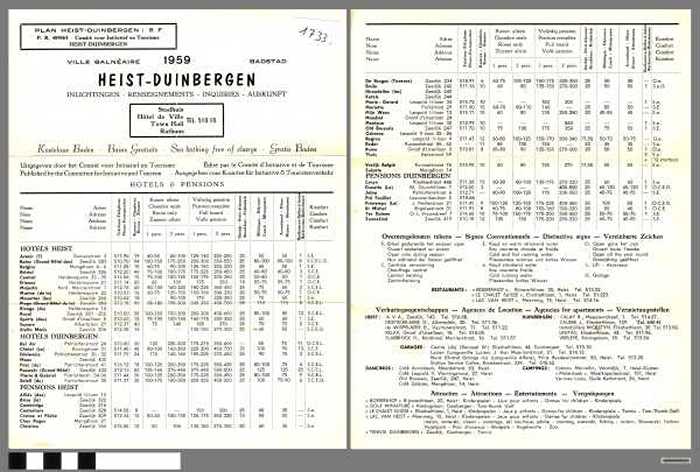 Ville balnéaire - 1959 - badstad- Heist-Duinbergen- inlichtingen - renseignements- Inquiries- Auskunft.