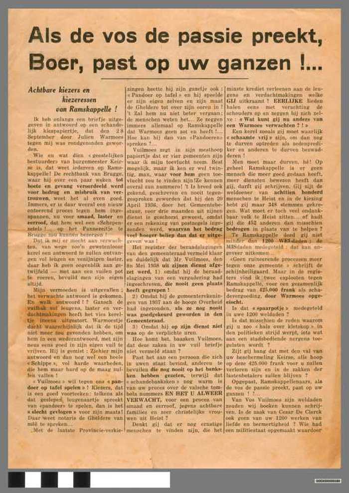 Brief: gemeenteverkiezingen 1938