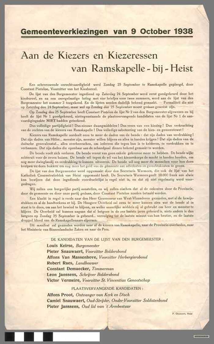 Brief: gemeenteverkiezingen 1938