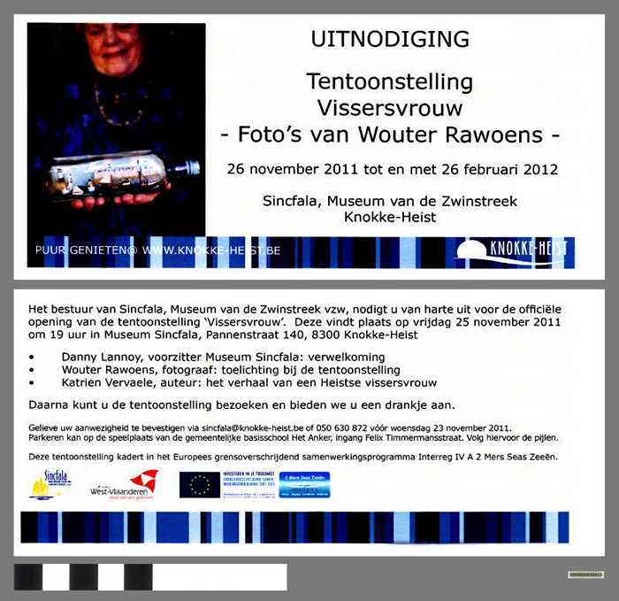 Uitnodiging Tentoonstelling Vissersvrouw - Foto's van Wouter Rawoens - 2012
