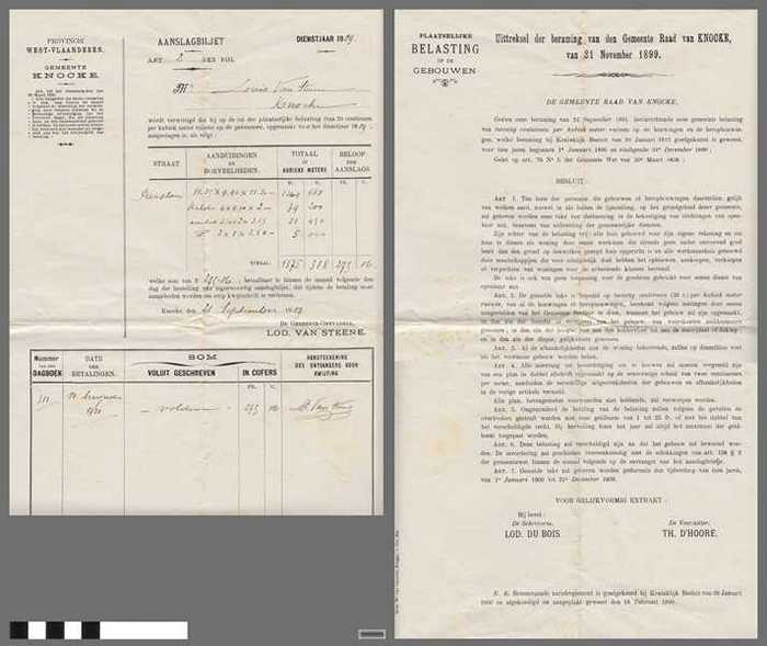 Aanslagbiljet - Plaatselijke belasting op de gebouwen - 1909
