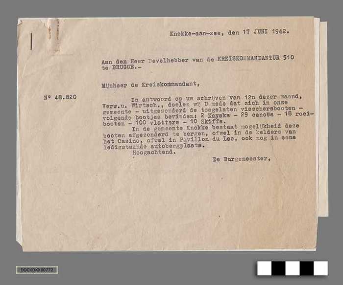 Oorlogscorrespondentie anno 1942 - Oplijsting van in bezit zijnde vaartuigen
