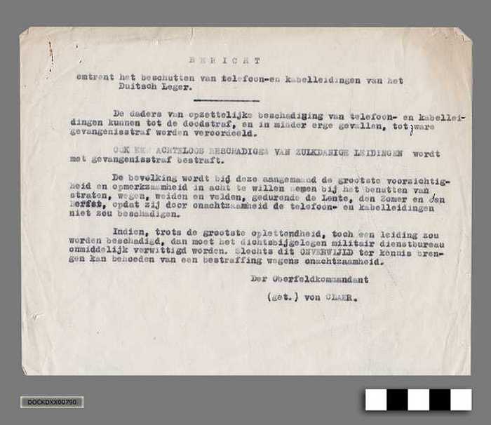 Oorlogscorrespondentie anno 1942 - Beschutten van telefoon- en kabelleidingen