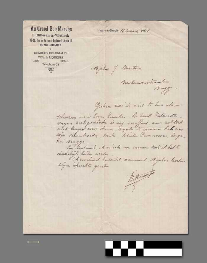 Brief van E. Millecamps-Vlietinck (Au Grand Bon March