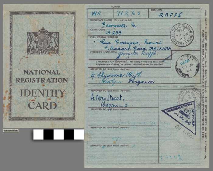 National Registration Idenitity Card op naam van Georgette M. Rappé
