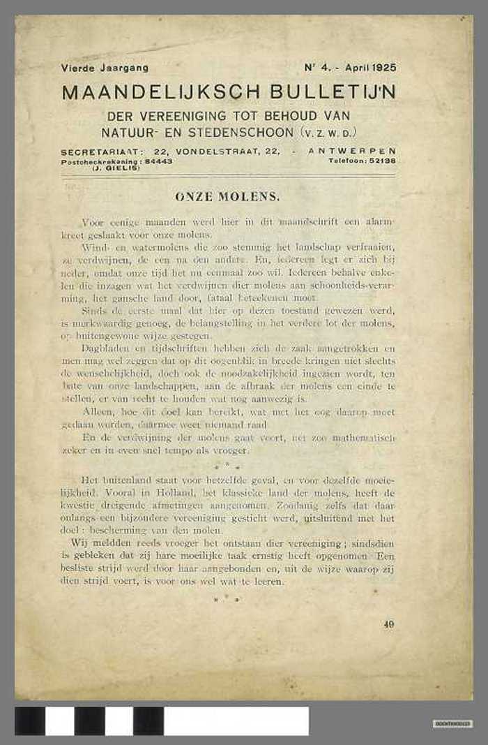 MAANDELIJKS BULLETIJN DER VEREENIGING TOT BEHOUD VAN NATUUR- EN STEDENSCHOON, jaargang 4, nummer 4, 04/1925