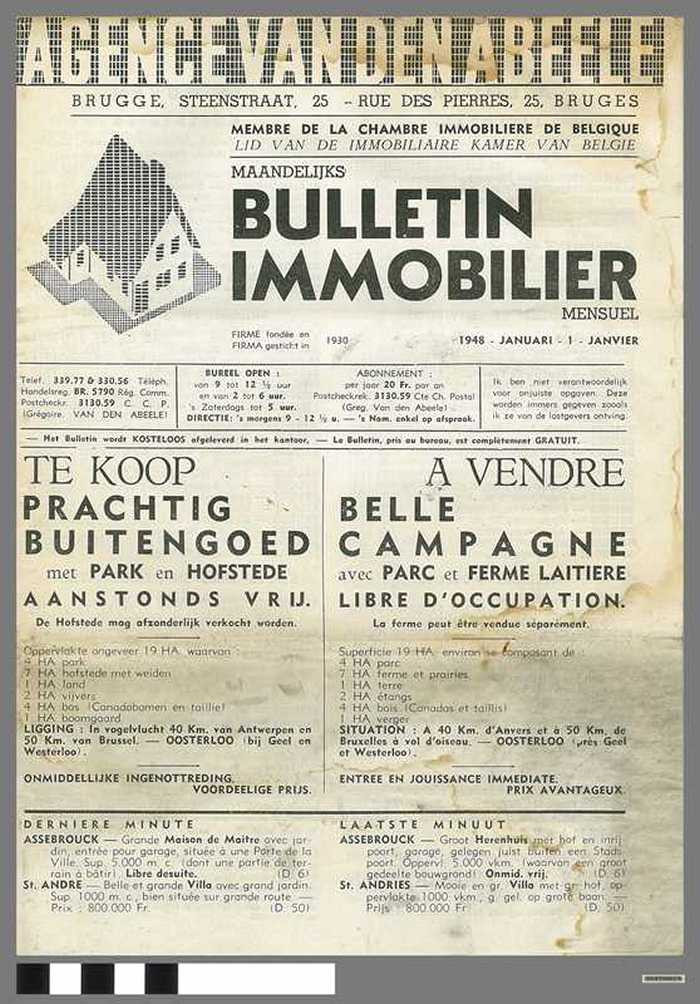 Bulletin Immobilier - 12e jaargang dd. 1 januari 1948