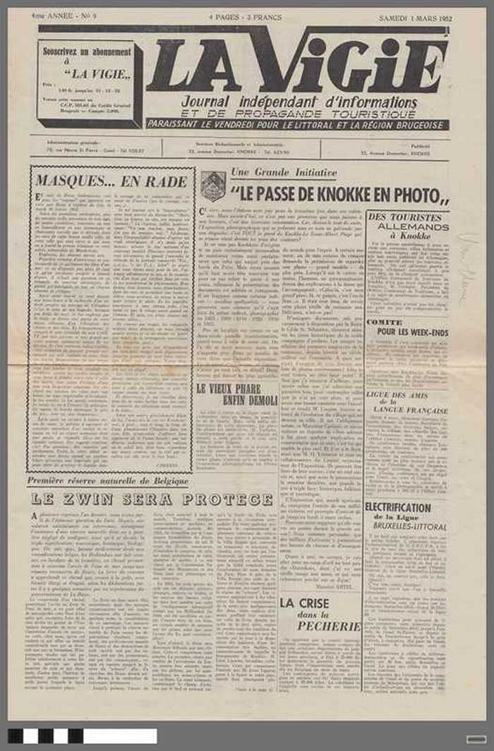 Krant: La Vigie - 4me Annee - N° 9 - samedi 1 mars 1952