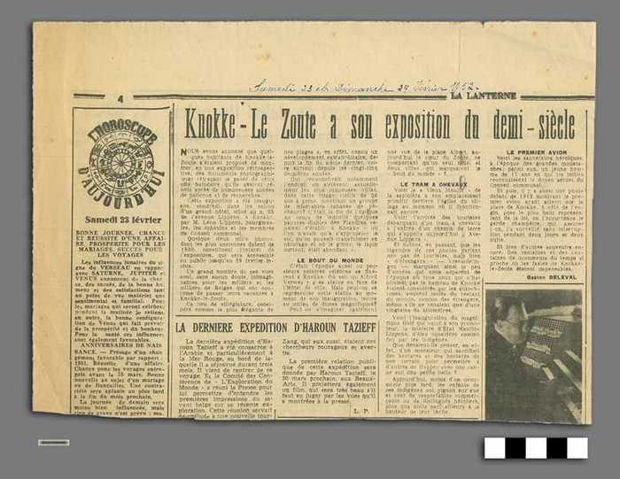 Krantenartikel: La Laterne - Knokke- Le Zoute a son exposition du demi-siècle - Samedi 23 et dimanche 24 fevrier 1952