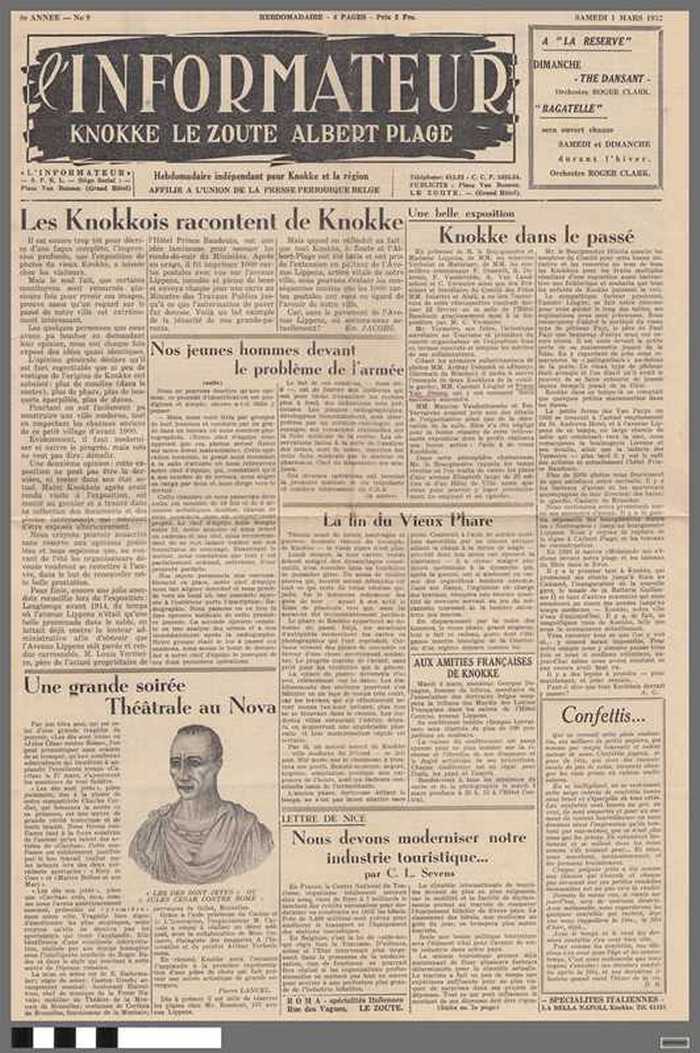Krant: L'informateur - Knokke le zoute albert plage - 8e annéé - N° 9 - samedi 1 mars 1952