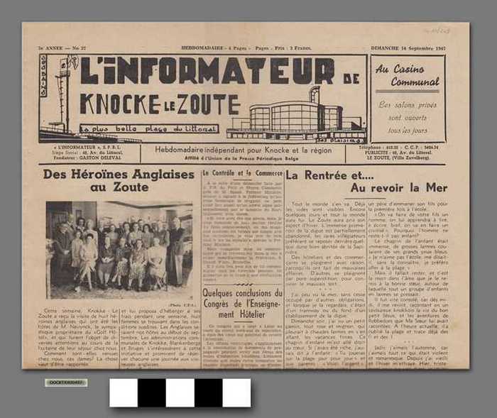 Krant: L'informateur de Knocke le Zoute - 14 septembre 1947