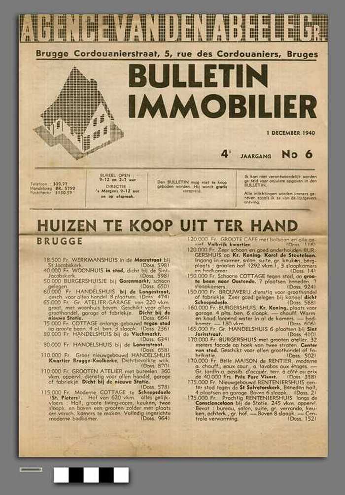 Agence Van Den Abeele Gr.: Bulletin Immobilier, 1940