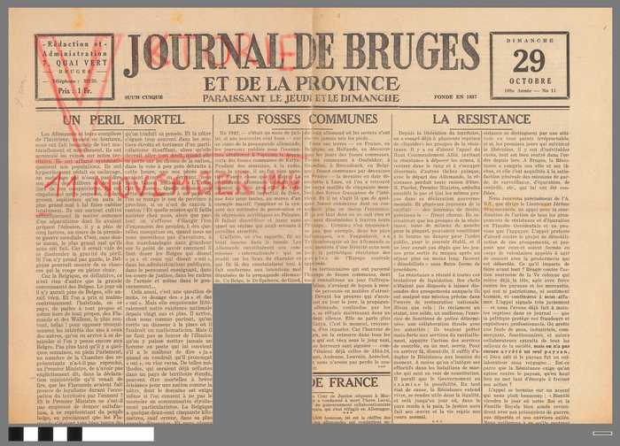 Krant: Journal de Bruges et de la Province - dimanche 29 octobre 1945 - 108e ann
